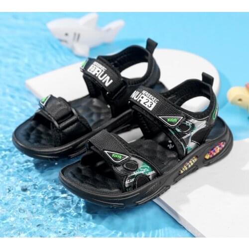 Summer Lycra Soft Sandals Shoes For Boy Massage Mid-sole Childrens Sandals Two Strap Velcro Light Weight Boys Sandals Shoe Teen