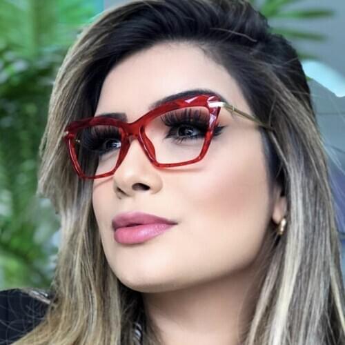 Fashion Square Cat Eye Glasses Frame Women Trendy Optical Computer Clear Glasses Ladies Transparent Eyeglasses Feminino oculos