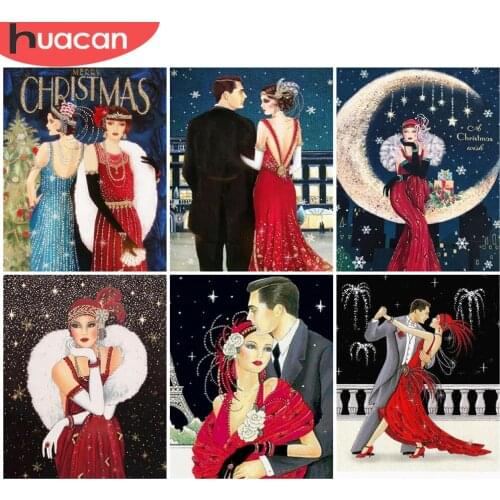 HUACAN DIY Frame Painting By Numbers Couple Wall Art Acrylic On Canvas Picture By Numbers Lover Figure For Living Room