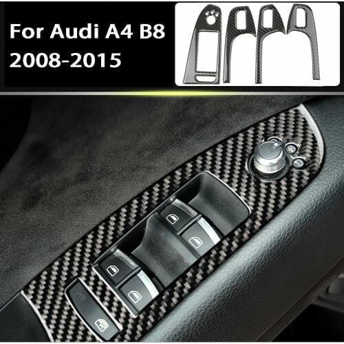 4pcs Real Carbon Fiber Car Interior Door Cover Armrest Trim For Audi A4 B8 2008-2015