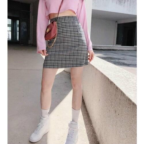 New Retro Preppy Style Summer Skirt Women High Waist Black Plaid Skirts Shorts Fashion Plus Size Mini Skirt Female XS-3XL