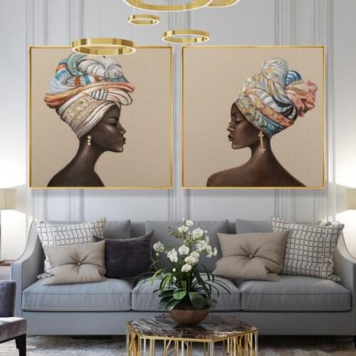 African Black Woman Posters Indoor Decoration Canvas Prints Wall Art Pictures for Living Room Home Decor Portrait Prints Cuadros