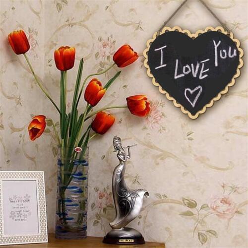 ANGRLY Heart Shaped Hanging Wooden Blackboard Chalkboard Wordpad Message Board Wedding Decoration Party Supplies Valentines Day