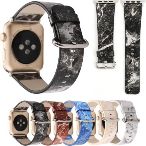 Marble Leather Strap For Apple Watch 6 5 4 3 2 1 SE Classic Durable Watchband For iWatch 44mm 40mm 42mm 38mm Watch Band Strap