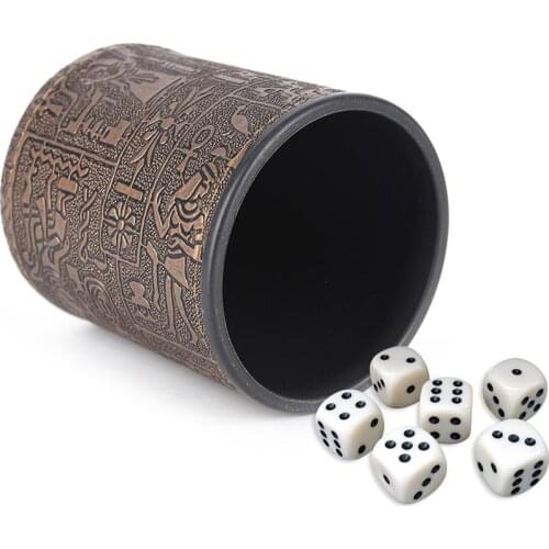 Luxury Leather Dice Cup Egyptian Pattern Style Bars Party Board Game Accessories Paying Cards Supplies Dice Cup Wholesale