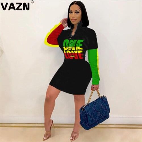 VAZN New 2020 Sexy Club Birthday Dress Transparent Party Going Out Wear Dresses Full Sleeve Sheath Dresses O-neck Mini Dress