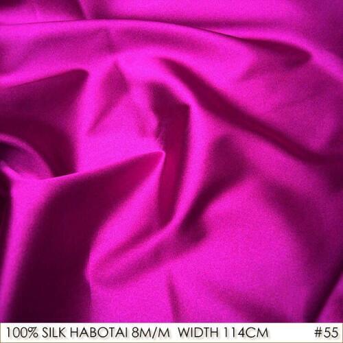 SILK HABOTAI 114cm width 8momme/100%Natural Silk Lining Factory Direct Batik Painting DIY Patchwork Fabric Bright Hotpink NO55