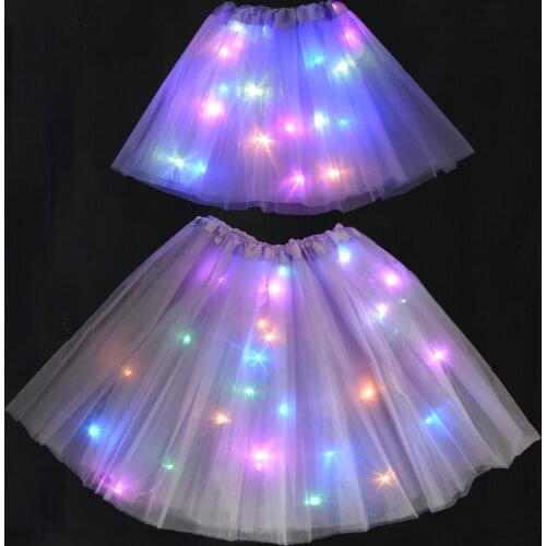 Child Mini LED Skirt Solid Color Neon Light Up Tutu Stage Dancing Girls Skirts Christmas Birthday Party Gift Glow New Year Gift
