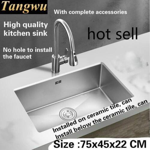 Tangwu High quality 4 mm thick food-grade 304 stainless steel kitchen sink better handmade single slot durable 75x45x22 CM