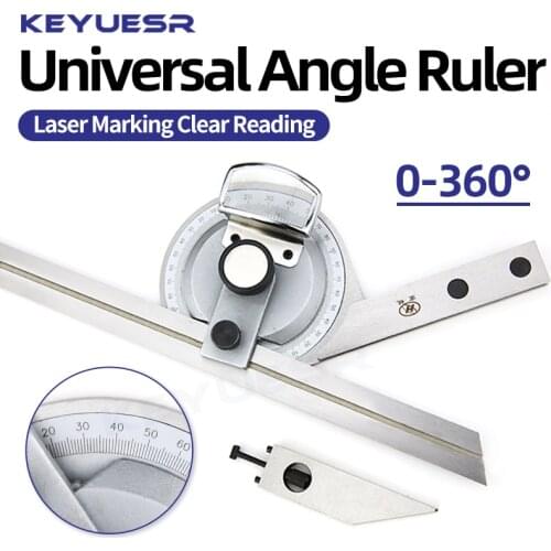 360° Universal Angle Ruler Carbon steel Protractor Angle Measuring Instrument With Magnifying Glass Woodworking Measuring Tools