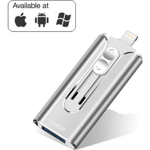 3 in 1 USB Flash Drives for iPhone/Android 16G 32GB 64GB 128GB USB Stick OTG Pen Drive Usb 3.0 External Thumb Drive Memory Stick