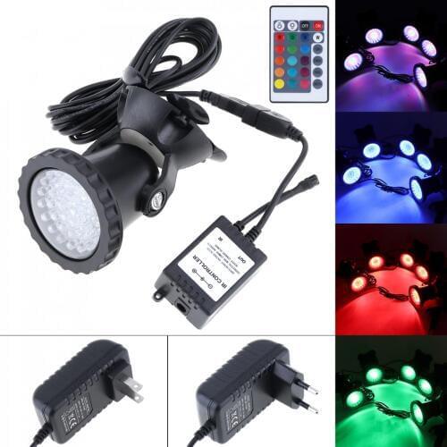 Waterproof 36 LEDs Color Spotlights Water Grass Fill Light with Remote Control and 16 Colors for Aquarium / Fish Tank Pool