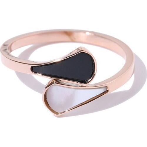 YUN RUO Natural Shell Fan Shape Ring Rose Gold Color Fashion Titanium Steel Jewelry Birthday Gift Woman Never Fade Drop Shipping