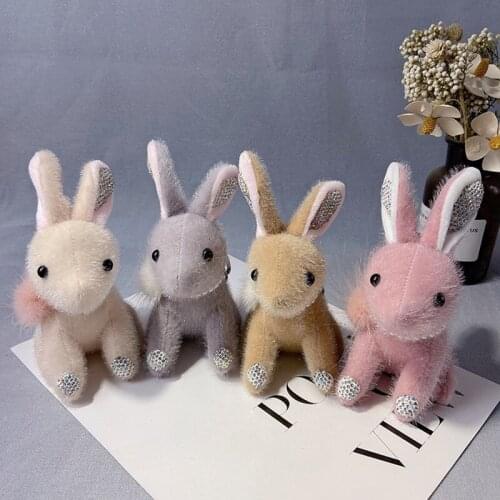 Lively Cute Rabbit Fluffy Mink Ball Keychain Women Creative Keyring Girl Bag Lanyard Adornment Jewelry Gift Accessories Chaveiro