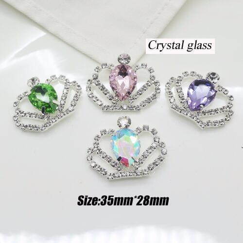 ZMASEY 30*28MM Crystal glass Crown DIY Wedding decoration Rhinestone tiara Crown Embellishment 10PCS MIX colors