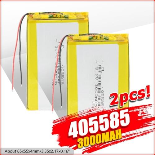 1/2/4Pc 3.7V 3000mAh 405585 045585 Rechargeable Lithium Polymer Battery For DVD GPS GPS PDA Camera E-book tablet Telephone