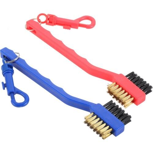 1pc Golf Brush Double Side Brass Nylon Golf Club Head Groove Ball Cleaning Brush Golf Training Aids Golfer Accessory Tool