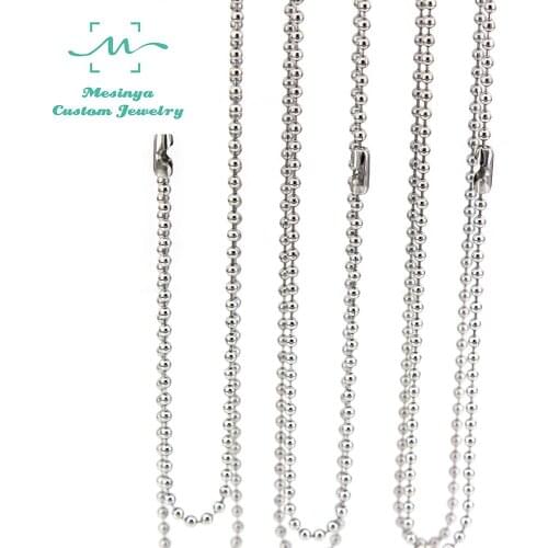 10pcs Stainless Steel Dog Tag Chains,2.4mm Ball Bead Chain Ball Chains for Necklaces Keychains 16" to 32"
