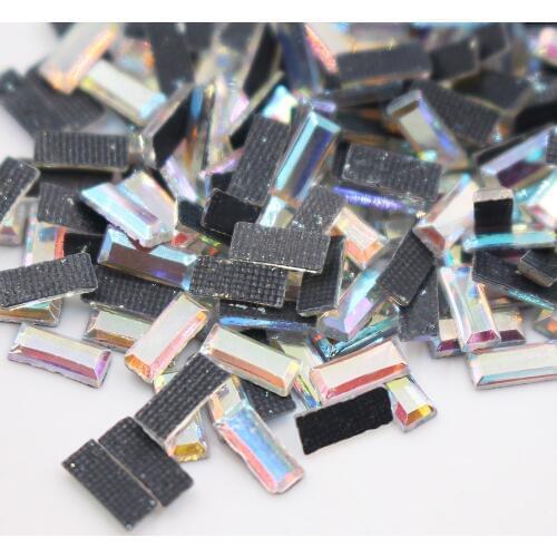 200PCS 3x7mm Rectangular Glue on Hot Fix Rhinestones Crystals Glass Strass Craft Stones Iron on Rhinestones For Clothes Garment