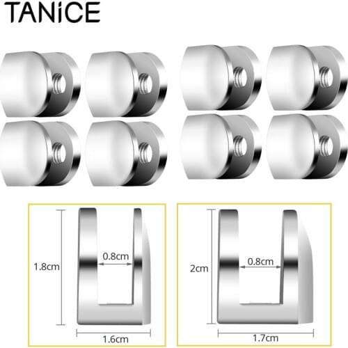 TANiCE 8Pcs Glass Clamp Zinc Alloy Glass Shelf Brackets 6/8mm Adjustable Glass Bracket Glass Shelves Wall Mounted With Screws