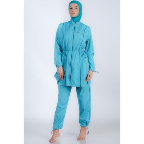 Alfasa 2011 Long Sleeve Pants Full Off Hijab Swimwear Sea Green