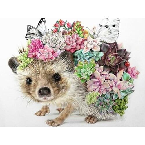 Glistens Rhinestone Pictures Animals Diamond Embroidery 5D Diamond Painting Hedgehog Cross Stitch Kit Mosaic Art Home Decor Gift