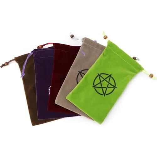 Velvet Pentagram Tarot Storage Bag Board Game Card Embroidery Drawstring Package