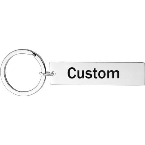 Custom Engraved Stainless Steel Keychain For Car Logo Name Gift women men couple Key Chain Ring