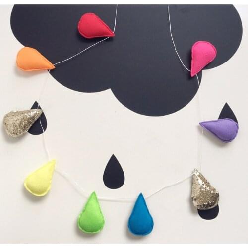 C Raindrops Felt Garland Baby Room Wall Decorations Wedding Birthday Party Hanging Decor Nursery Ornament