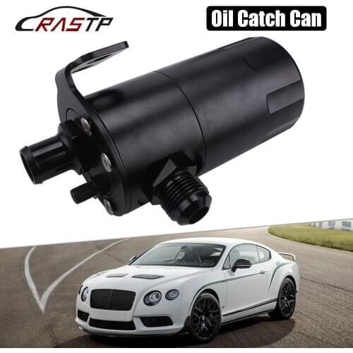 Black 600ml Aluminum Baffled Car Oil Catch Tank Separator Reservoir Oil Catch Tank with Drain Valve Breather Tank RS-OCC052