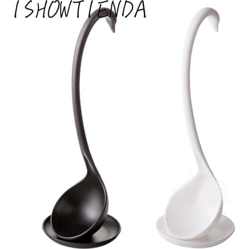 Black and white swan long spoon soup ableware Dinnerware Cooking Kitchen Tool Kitchen Cooking Scoop Dinner Tableware