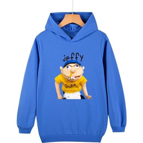 Kids Girls Boys Hoodies Outerwear Teenager Children Hooded Pullover Sweatshirt Jeffy Cartoon T-shirts