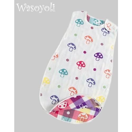 Children Sleeping Bag 45*80cm 6 Layers Muslin Cotton 2 to 6 Years Sleeveless Pajamas Girls Boys Sleepers Childrens Clothing