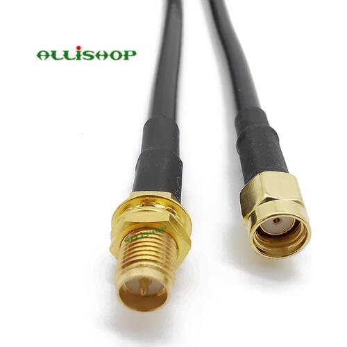 ALLISHOP RP SMA Male to RP SMA Female Nut Bulkhead Crimp Coax Cable Jumper Pigtail 50cm RG58 Extension Cord