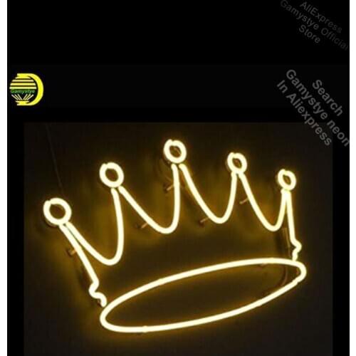 Crown Artwork Neon Sign Handcrafted Neon Bulbs Sign Glass Advertisement Sign Lighting Neon Signs For Bar Light Bulbs Display