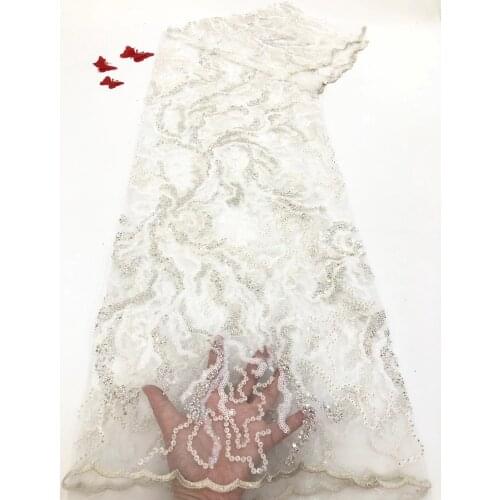 Nigeria sequined lace fabric 2021 high quality African lace fabric wedding French tulle lace fabric RF4336