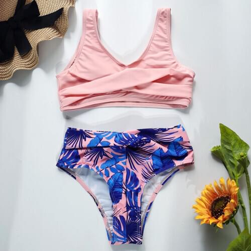 Tropical Girl Swimsuit Kids Two Piece Childrens Swimwear Print Sport Young Girl Bikini Set 5-12 Years Girls Bathing Suit 2021