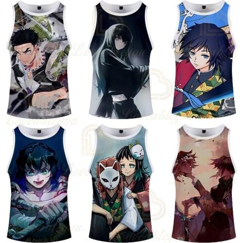 Anime Demon Slayer Summer Tank Tops 3d Print Vest Fit Slim Sleeveless Unisex Ventilate Bodybuilding Clothing Tops