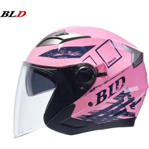 BLD Motorcycle Safety Double Lens Helmet Electric Bike Capacete Half Face ABS Motorbike Helmet Moto Casque for Women/Men