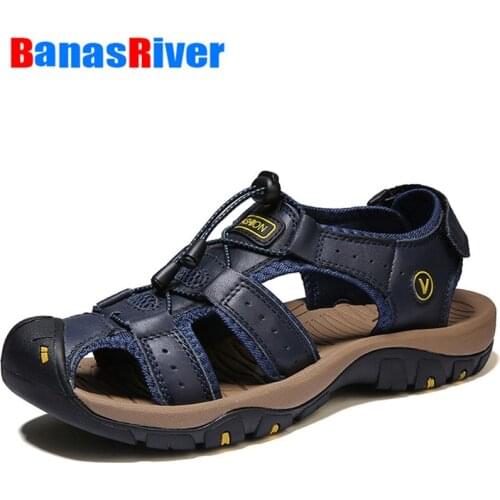 Leather Men Shoes Summer Outdoor Quality Walking Flats Large Size Sandals Fashion Slippers Roman Beach Sandals Sandalias Hombre