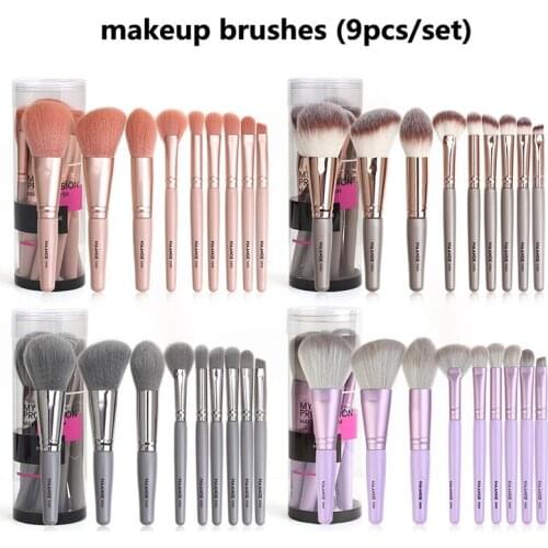 9pcs/set Makeup Brushes Set for Cosmetic Foundation Powder Blush Eyeshadow Blending Make Up Brush Natural Goat Hair Beauty Tool