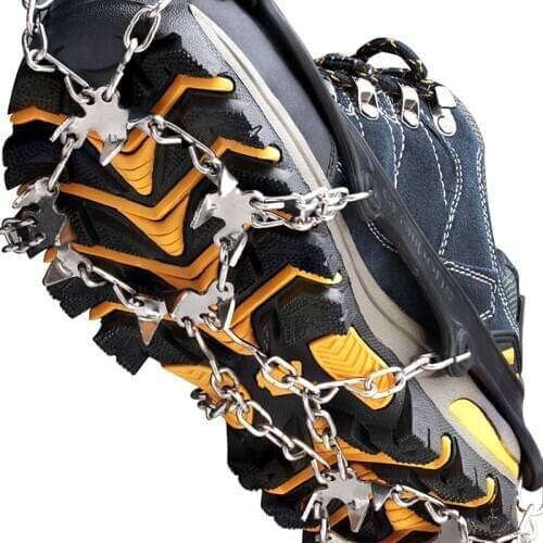 Stainless Steel 19 Teeth Universal Anti Slip Ice Snow Shoe Boot Grips Traction Cleats Crampon Outdoor Spikes Crampons Ramponi