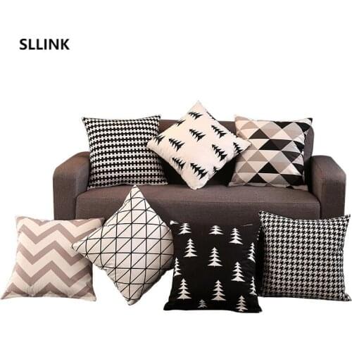 Nordic Black White Pillowcase Modern Minimalist Living Room Pillow Decorative Flock Sofa Cushion sofa pillow sofa pillow set