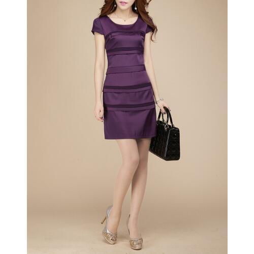 2020 Autumn New Chiffon Short-sleeved Dress Fashion Plus Size Womens Bag Hip Self-cultivation Long Paragraph One Step Tide