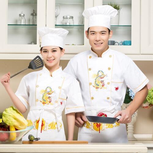 New Arrival Lady Chef Jacket Adult Kitchen Wear Short Sleeved Summer Hotel Restaurant Kitchen Uniform Kitchen Clothing B-5980