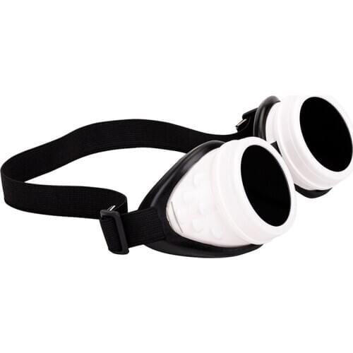 SAYFUT Steampunk Glasses Clear Glass Lens Men Women White Frame Goggles Cosplay Vintage Glasses Welding Gothic Cool Eyewear