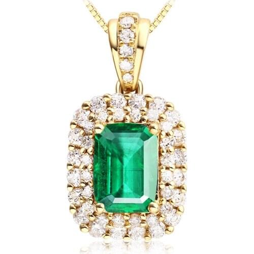 18k Yellow Gold Wedding Pendants Necklace for Women Natural Emerald Bohemia Valentines Day Luxury Jewelrys Gifts for Friendship