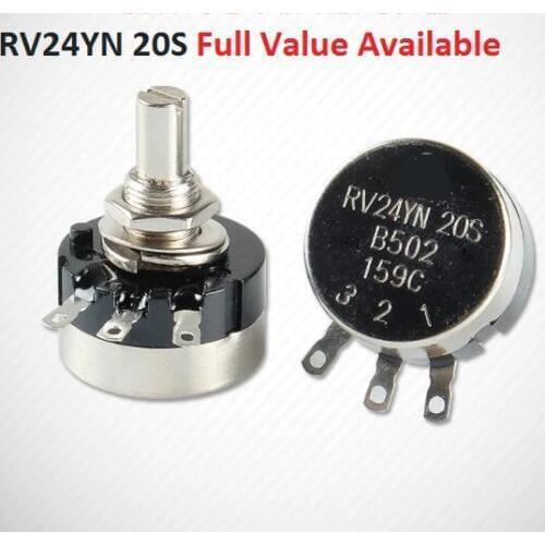 2PCS RV24YN 20S 200R 500R 1k 2k 5k 10k 20k 50k 100k 200k 250k 500k 1m Single turn carbon film potentiometer RV24YN20S