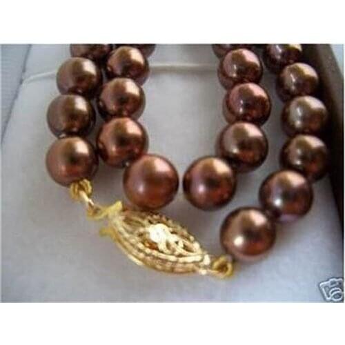 RARE AAA++ COFFEE 8MM AKOYA shell PEARL NECKLACE 18" FG54T