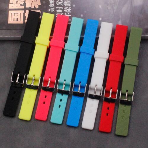 Silicone strap mens watch accessories pin buckle 12mm ladies waterproof sports casual natural rubber strap childrens watch str